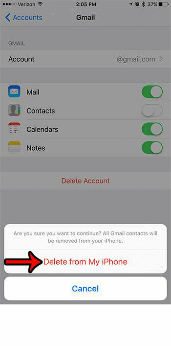 stop contact syncing from the email account 6