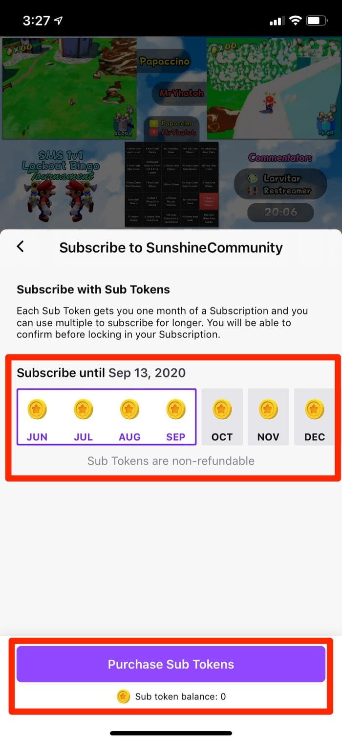 purchase sub tokens