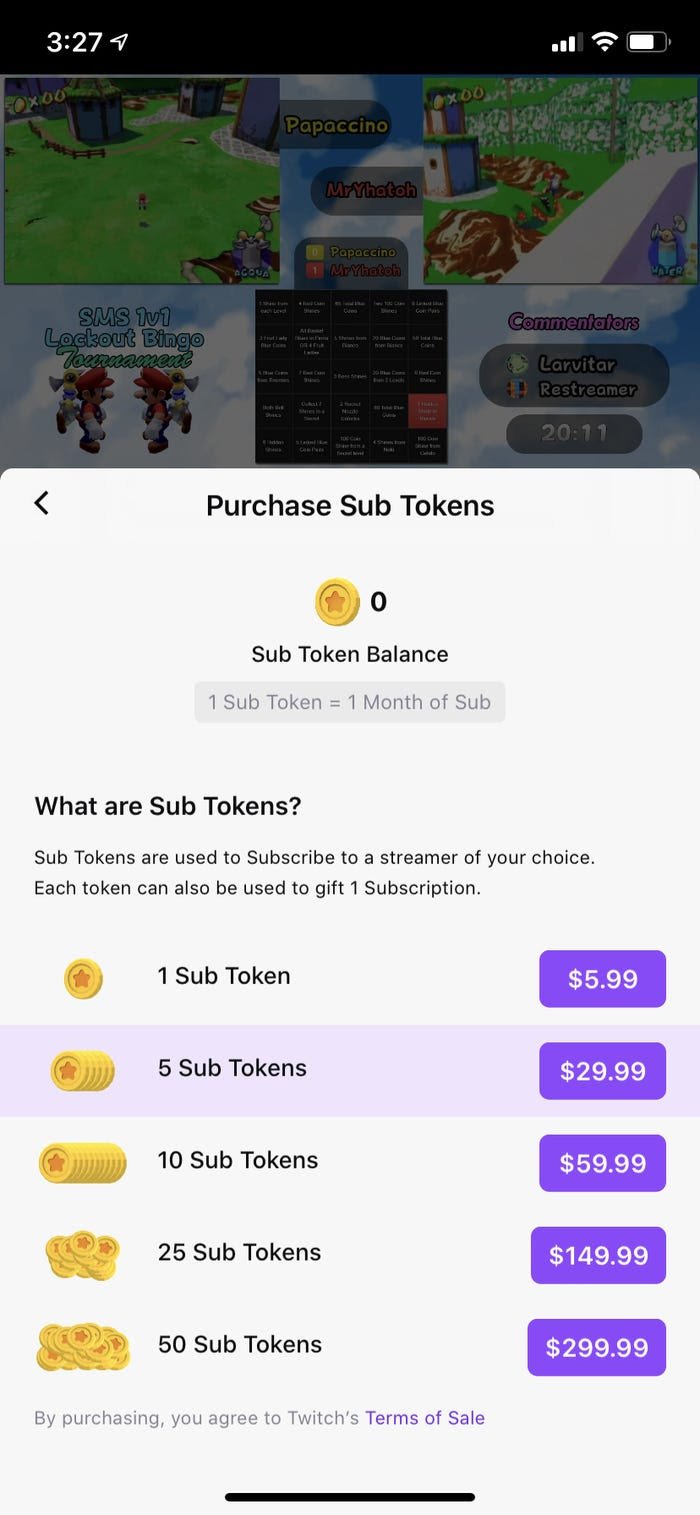 purchase tokens