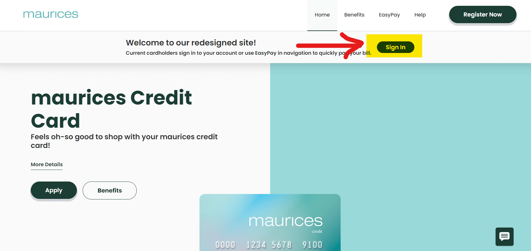 Maurices credit card login