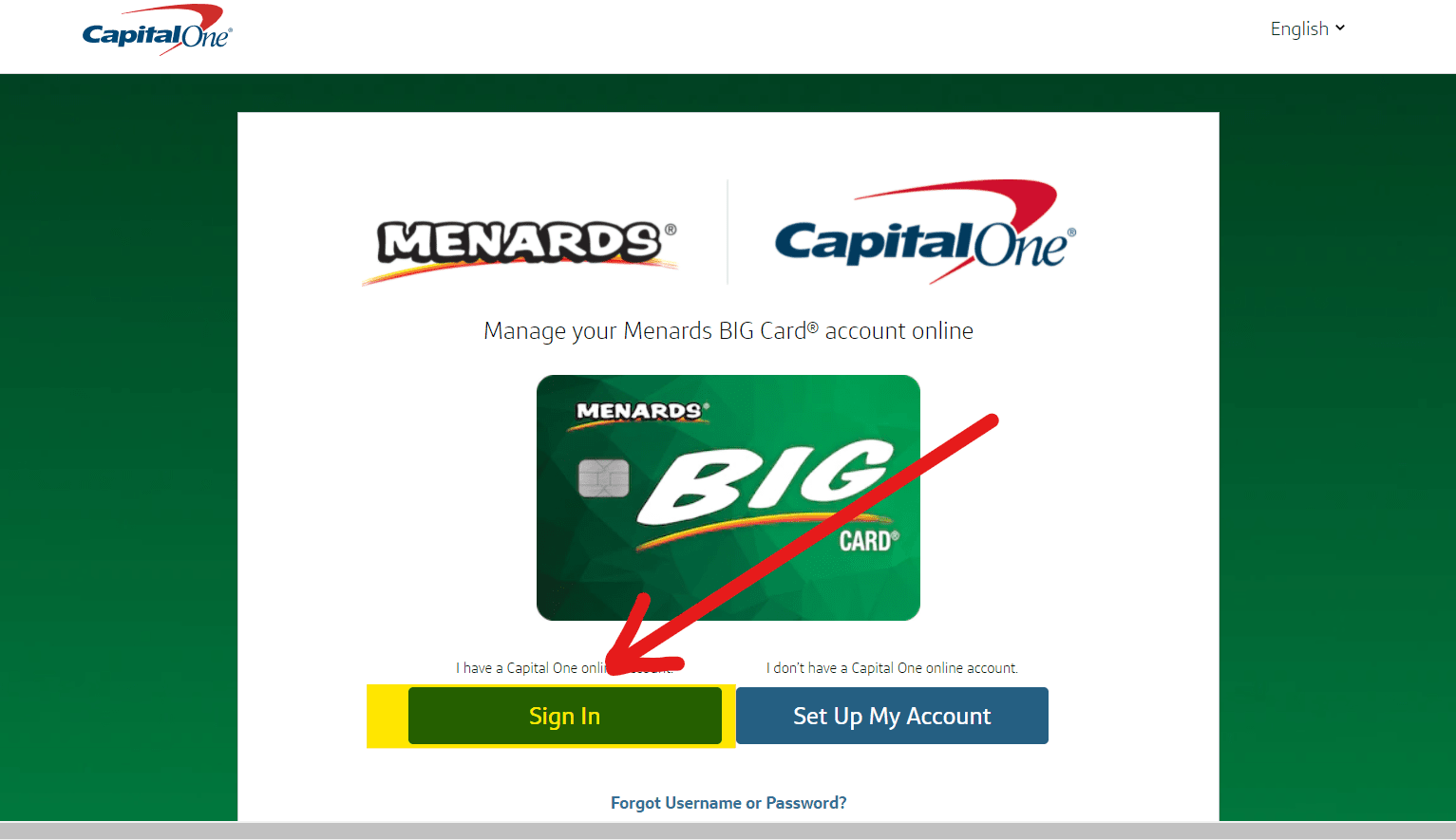 Menards Big Card Payment
