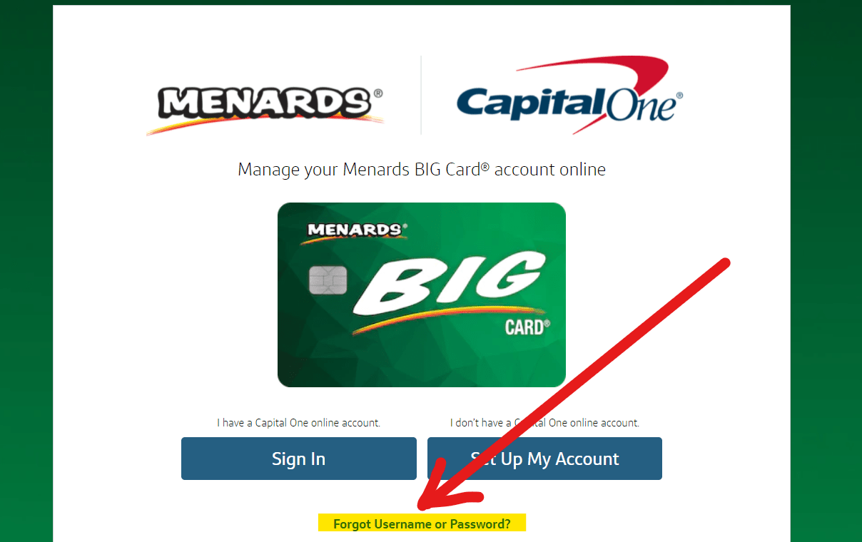 Menards big card login